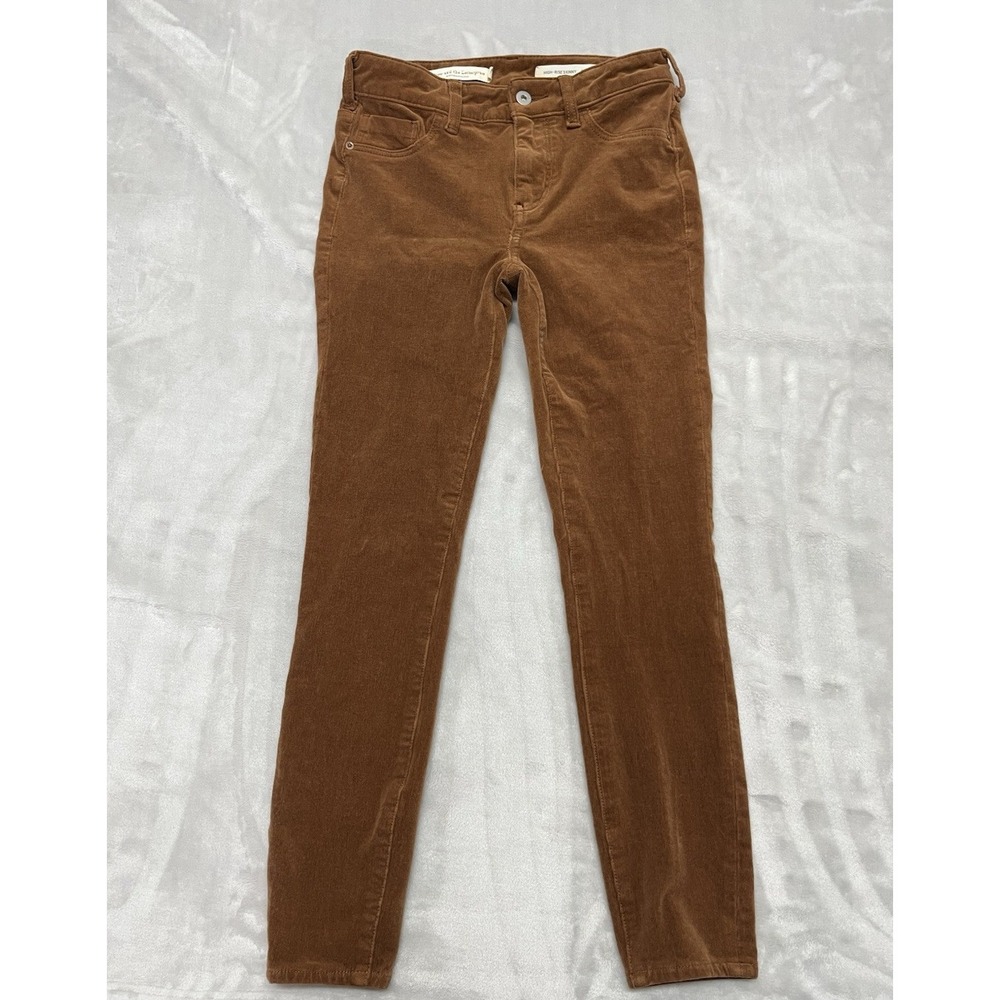Pilcro Corduroy Pants Womens 26 Brown High Rise Skinny Anthropologie Excellent